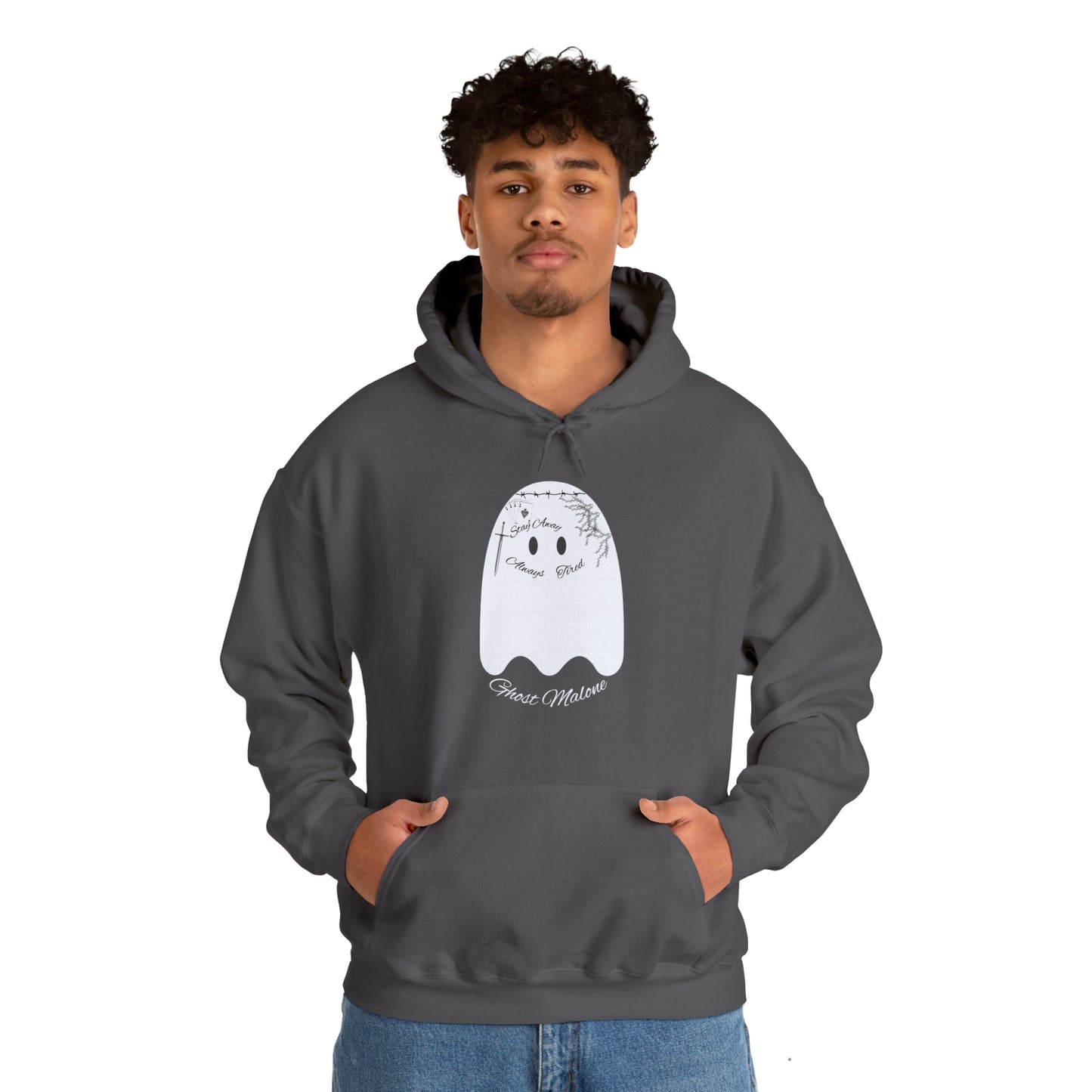 Ghost Malone Hooded Sweatshirt - Unique Tattooed Ghost Design