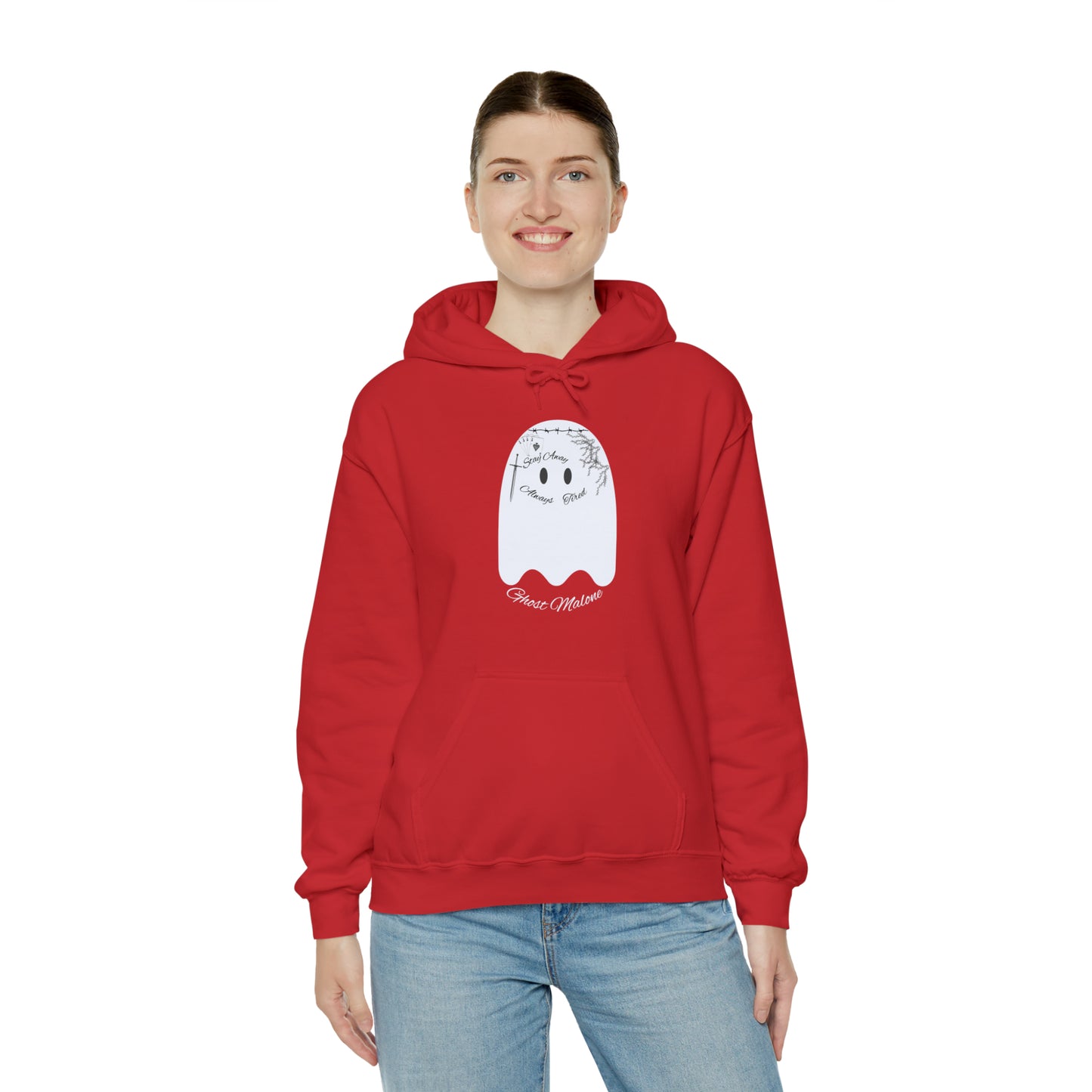 Ghost Malone Hooded Sweatshirt - Unique Tattooed Ghost Design
