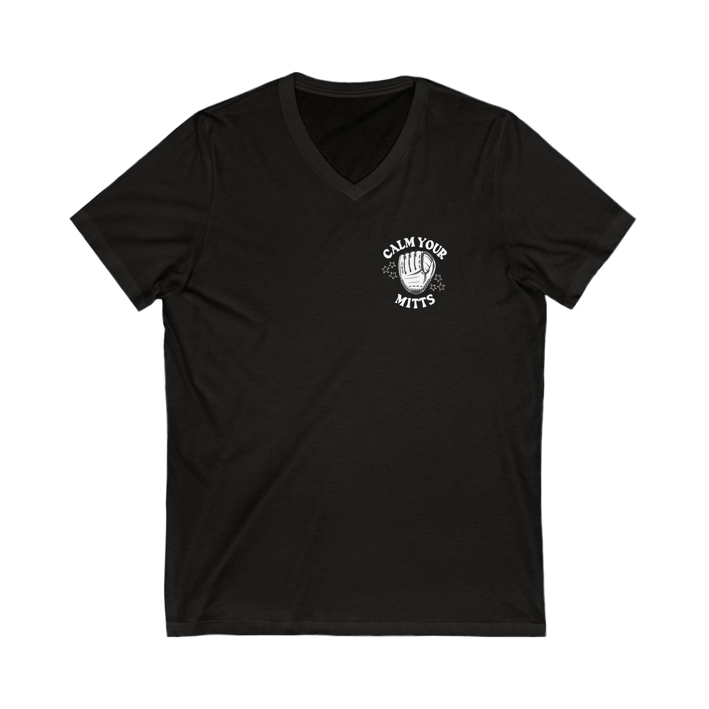 Calm Your Mitts Baseball V-Neck Tee Shirt: The Perfect Blend of Fun and Comfort