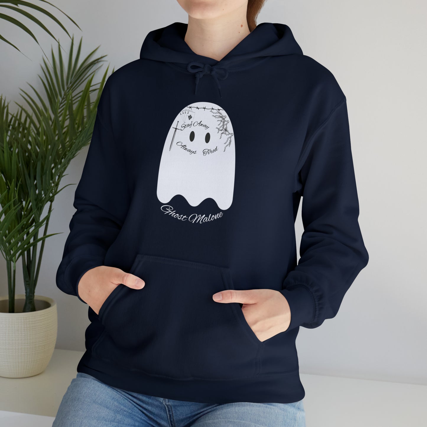 Ghost Malone Hooded Sweatshirt - Unique Tattooed Ghost Design