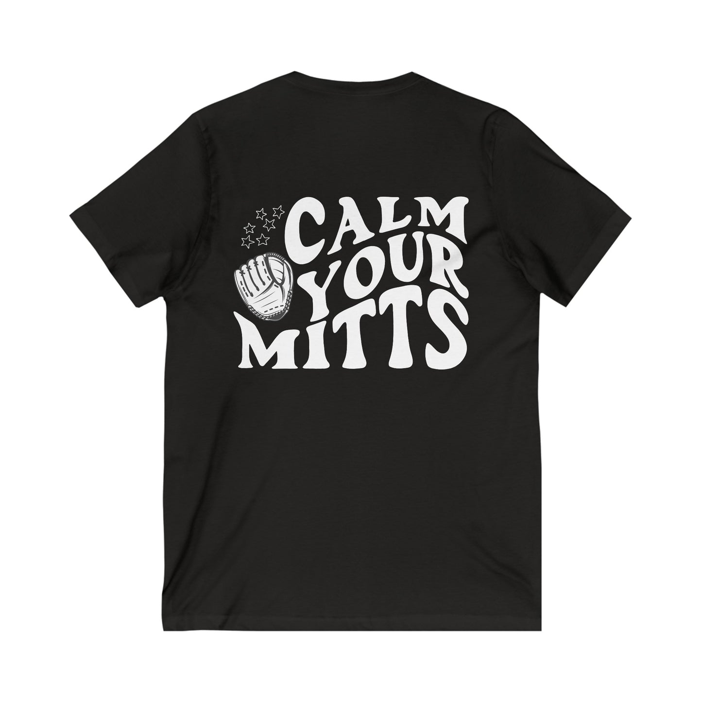 Calm Your Mitts Baseball V-Neck Tee Shirt: The Perfect Blend of Fun and Comfort