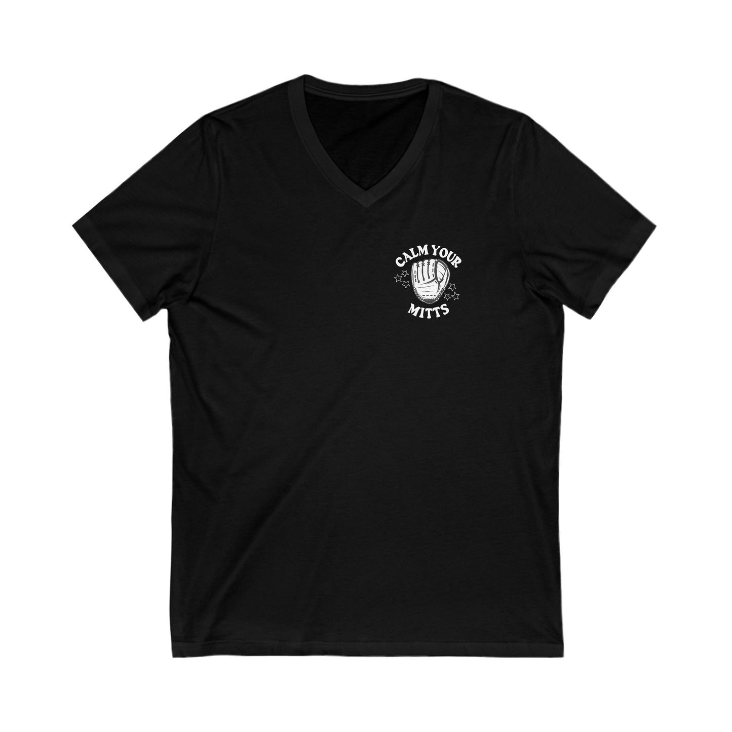 Calm Your Mitts Baseball V-Neck Tee Shirt: The Perfect Blend of Fun and Comfort