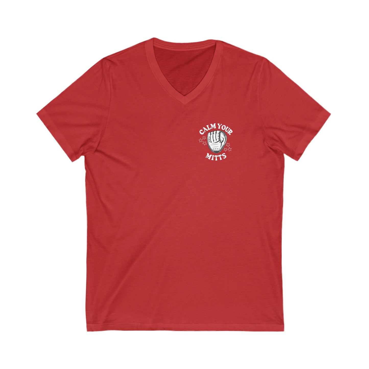 Calm Your Mitts Baseball V-Neck Tee Shirt: The Perfect Blend of Fun and Comfort