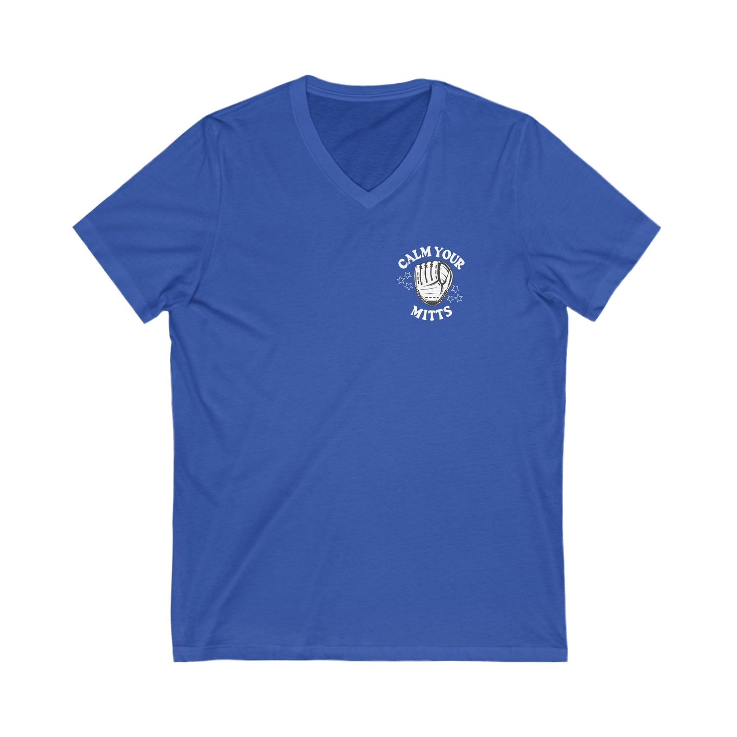 Calm Your Mitts Baseball V-Neck Tee Shirt: The Perfect Blend of Fun and Comfort