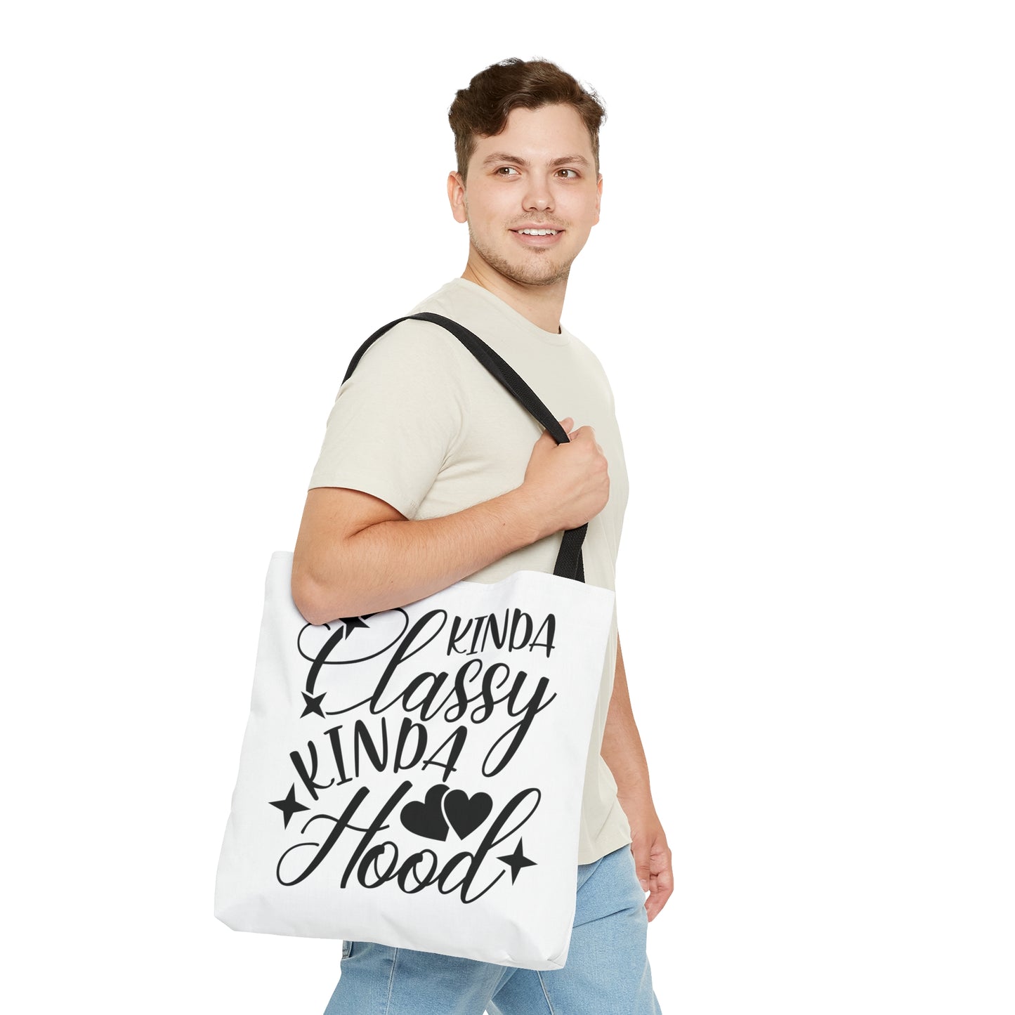 Kinda Classy Kinda Hood (White) - Tote Bag - 3 Size Options Available - Funny Gift