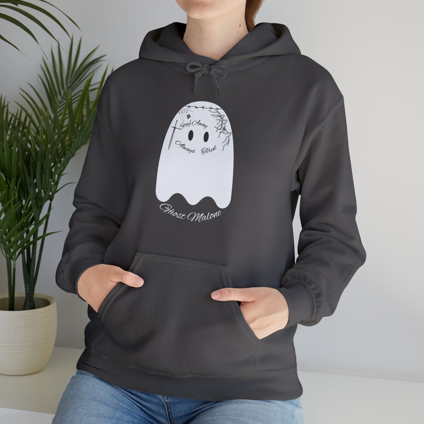 Ghost Malone Hooded Sweatshirt - Unique Tattooed Ghost Design