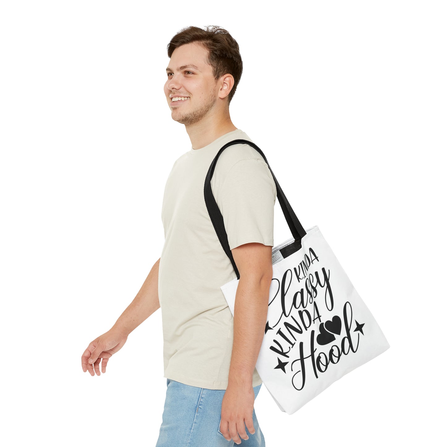 Kinda Classy Kinda Hood (White) - Tote Bag - 3 Size Options Available - Funny Gift