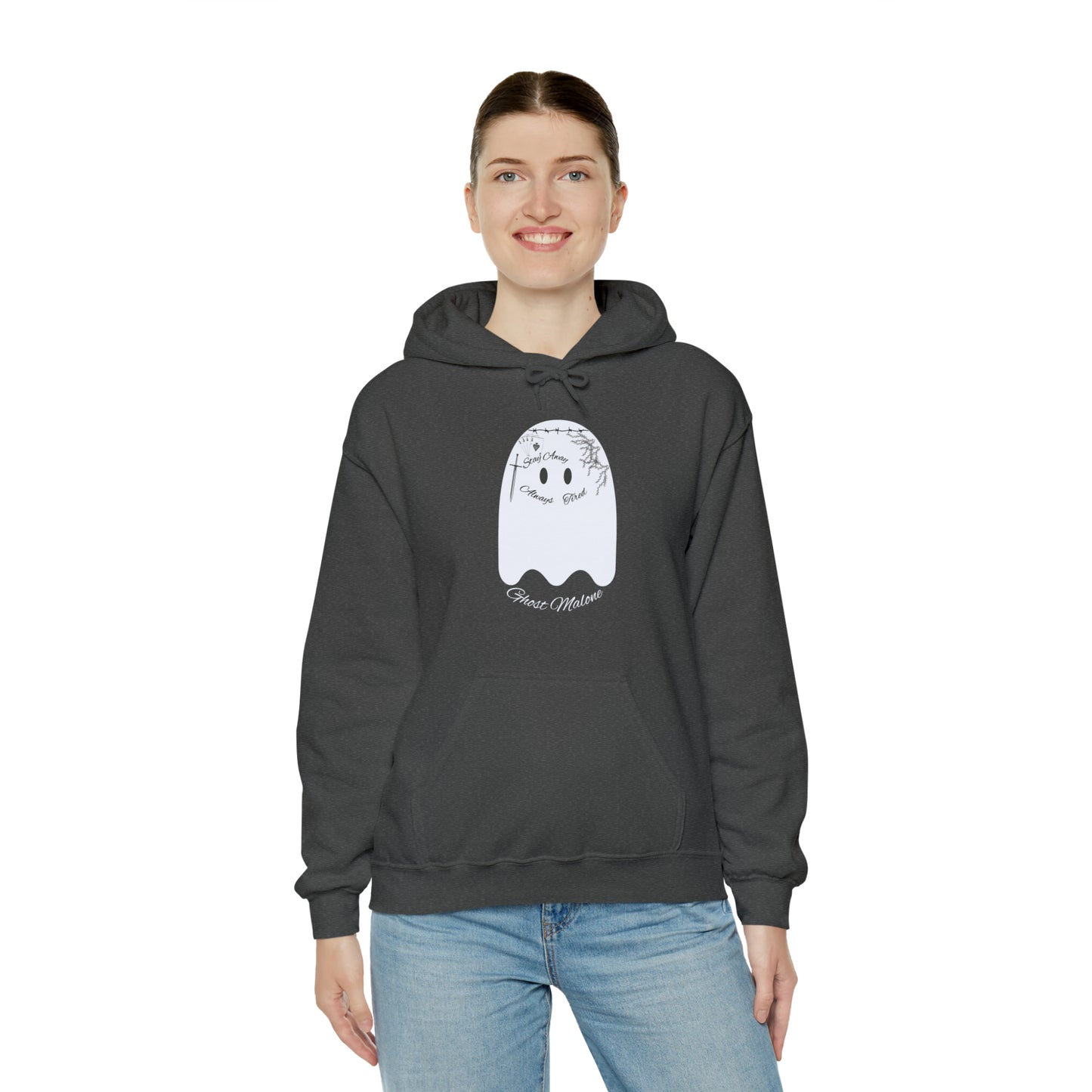 Ghost Malone Hooded Sweatshirt - Unique Tattooed Ghost Design