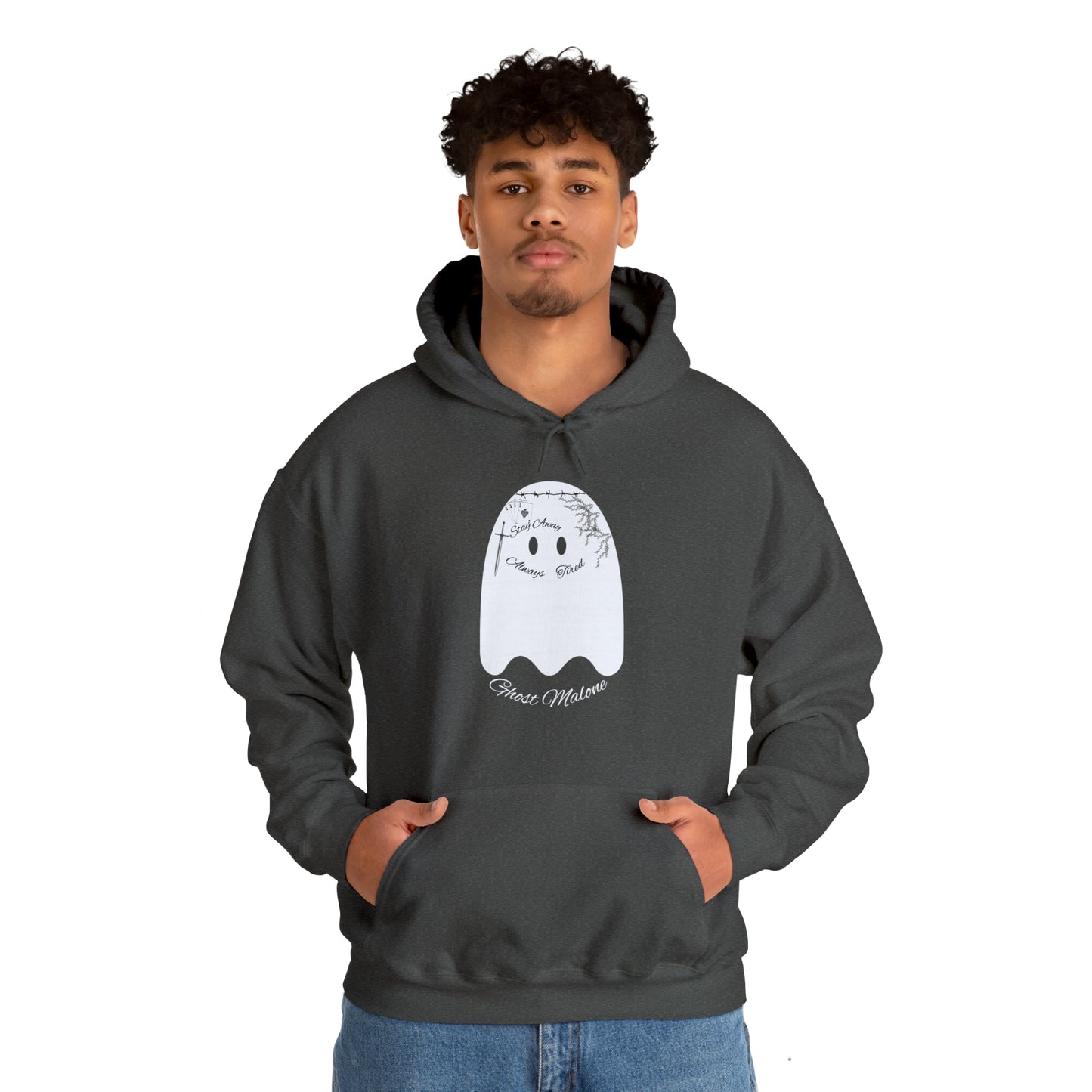 Ghost Malone Hooded Sweatshirt - Unique Tattooed Ghost Design