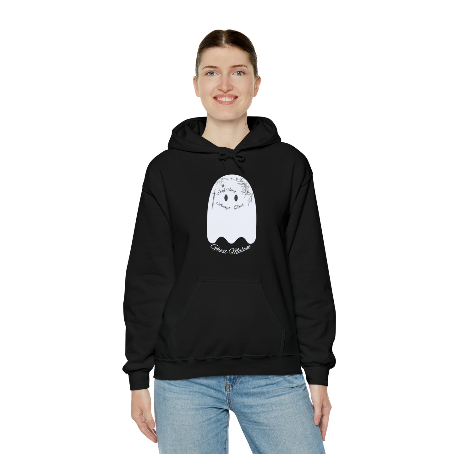 Ghost Malone Hooded Sweatshirt - Unique Tattooed Ghost Design