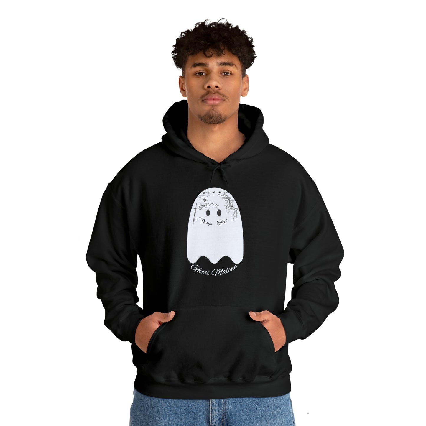 Ghost Malone Hooded Sweatshirt - Unique Tattooed Ghost Design