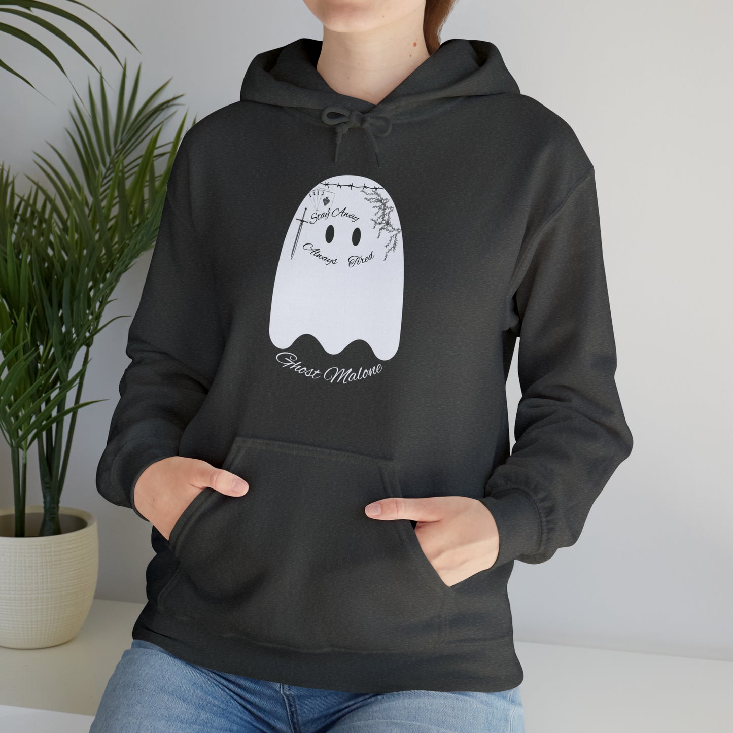Ghost Malone Hooded Sweatshirt - Unique Tattooed Ghost Design
