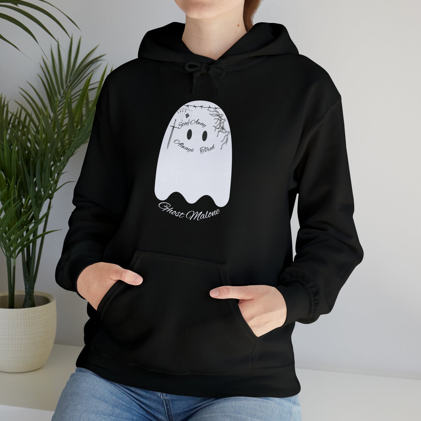 Ghost Malone Hooded Sweatshirt - Unique Tattooed Ghost Design