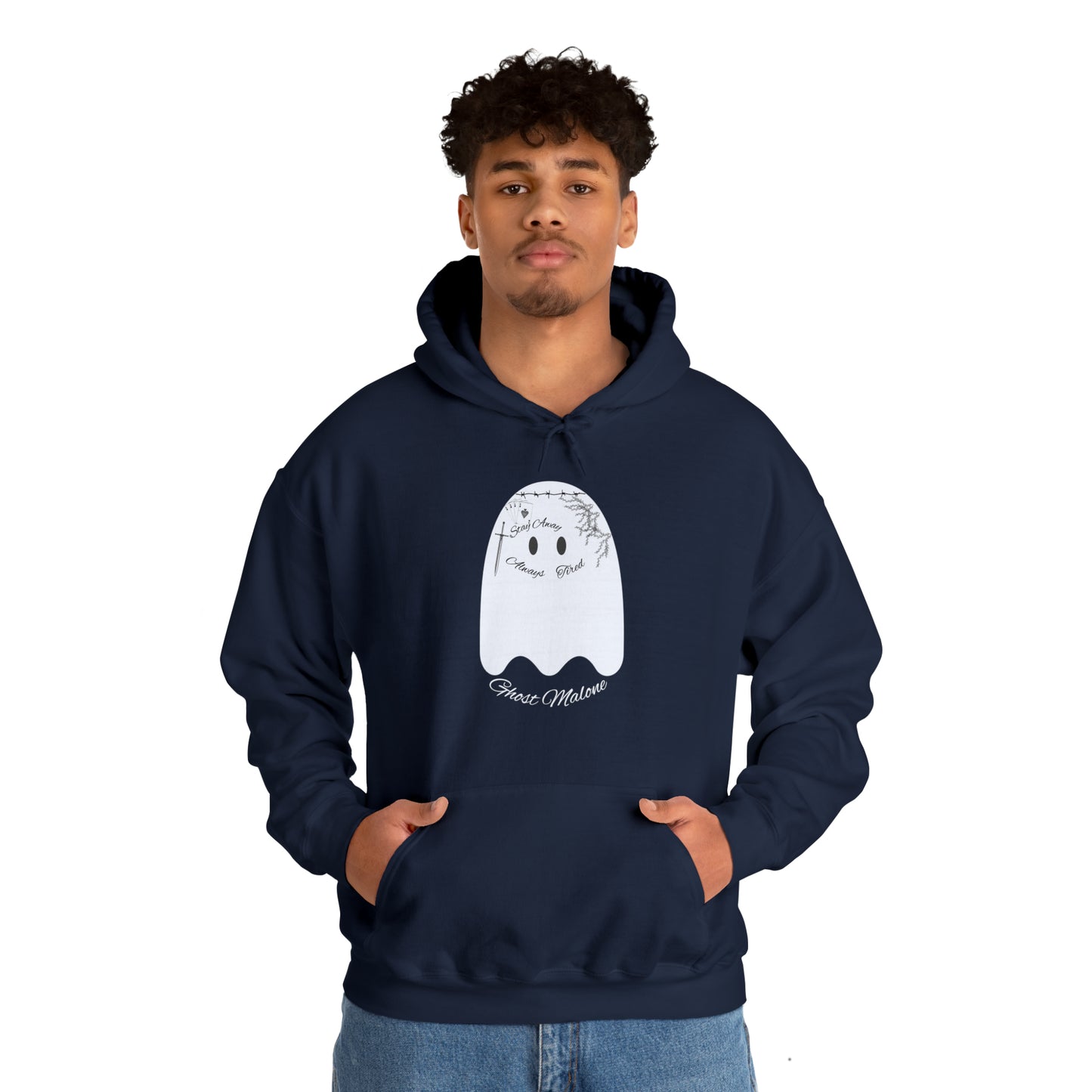 Ghost Malone Hooded Sweatshirt - Unique Tattooed Ghost Design