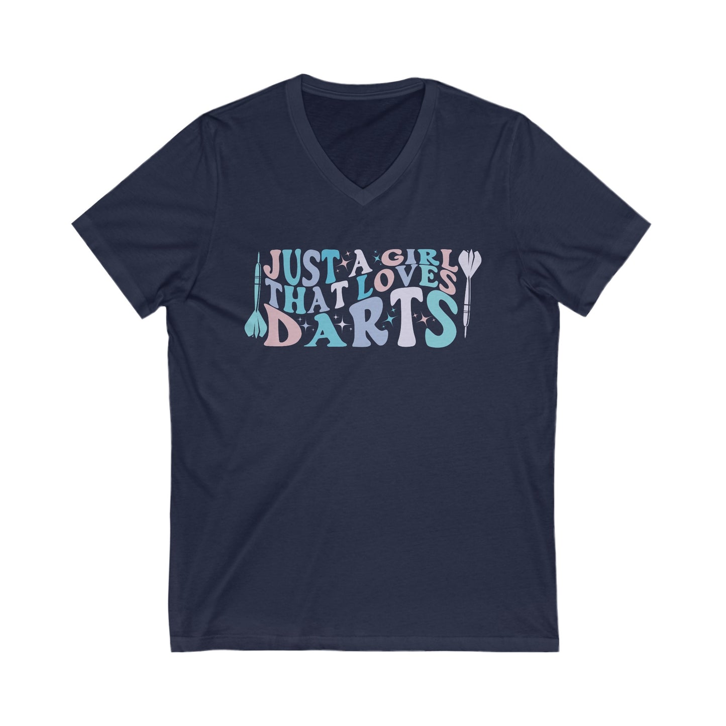 Just a Girl Who Loves Darts - Jersey Short Sleeve V-Neck Tee