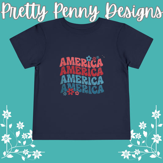 America the Beautiful - Toddler Short Sleeve Tee - Multiple Color Options