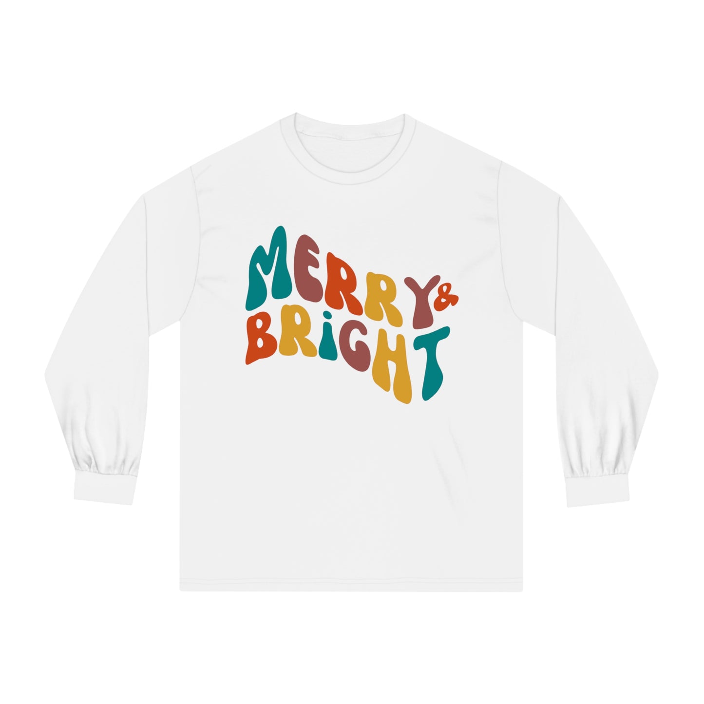 Merry Christmas - Long Sleeve T-Shirt - Retro Bright Christmas Design