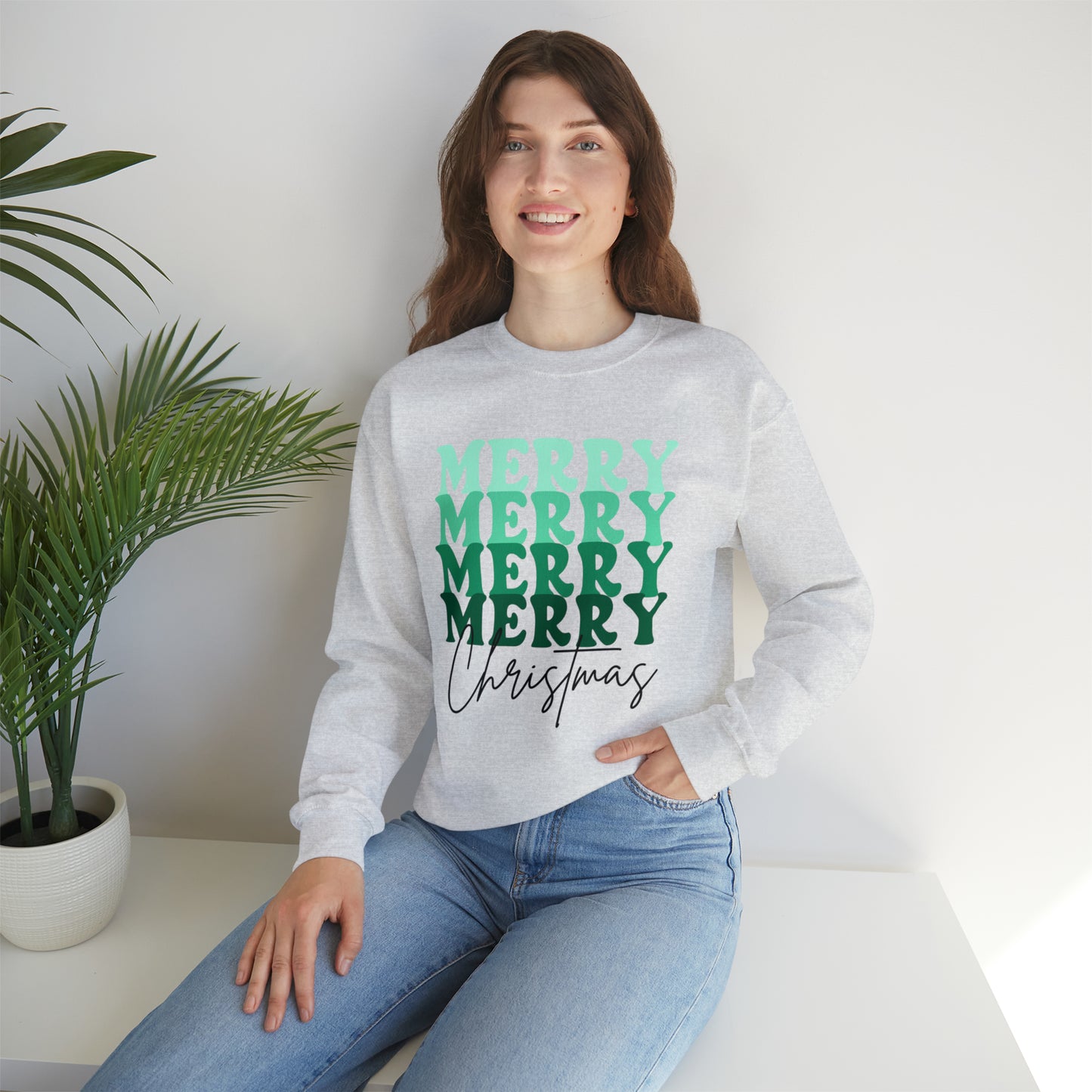 Merry Christmas - Crewneck Sweatshirt - Christmas Retro Bright Design