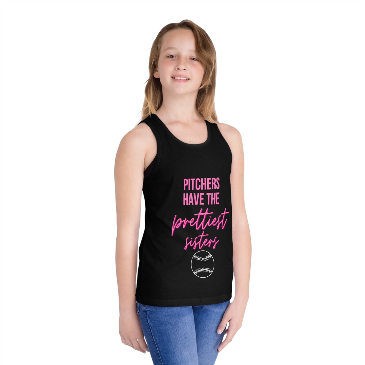 Pitchers Have the Prettiest Sisters - Kid's Jersey Tank Top - Baseball Sister