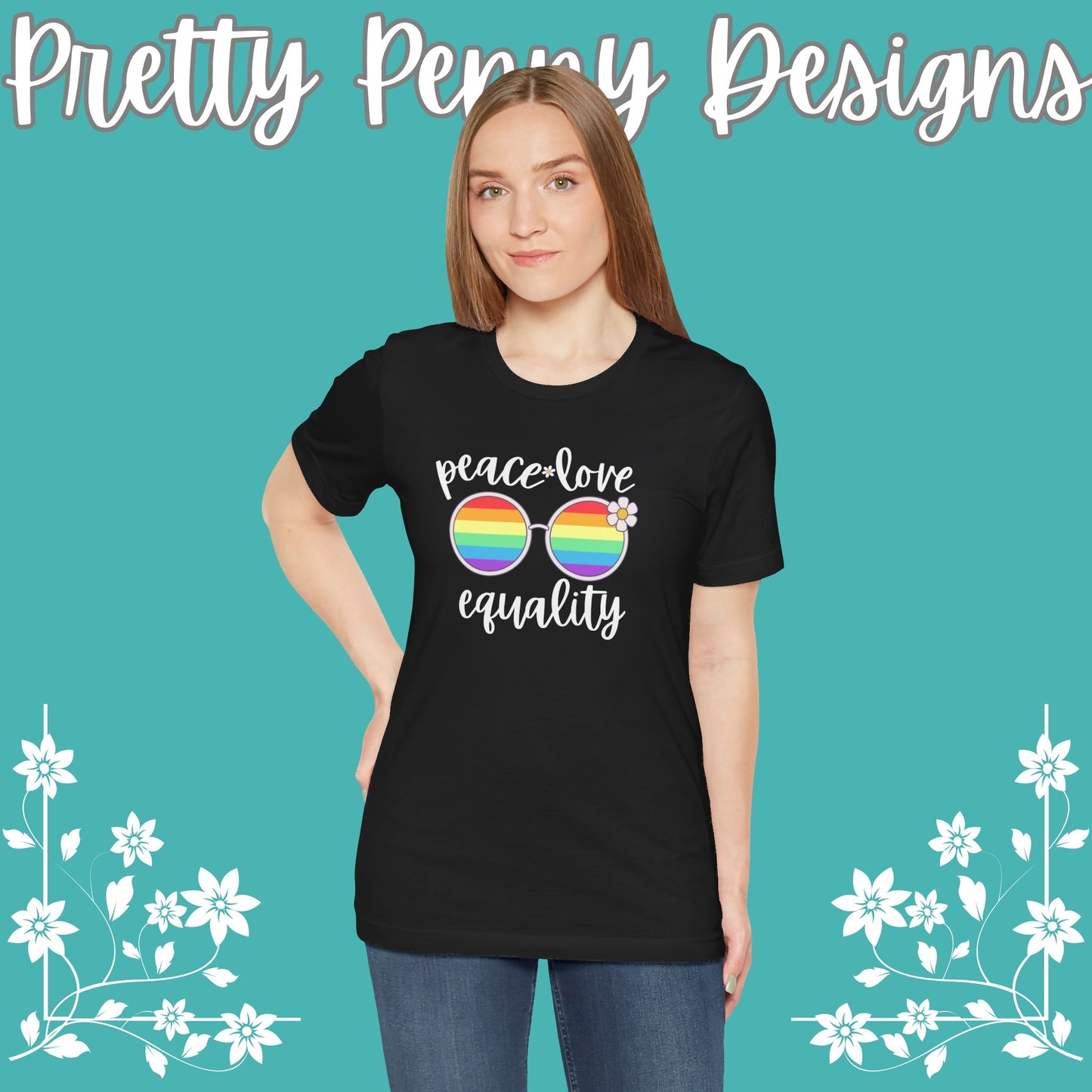 Peace Love Equality - Jersey Short Sleeve Tee - Celebrate Pride - Express Delivery!