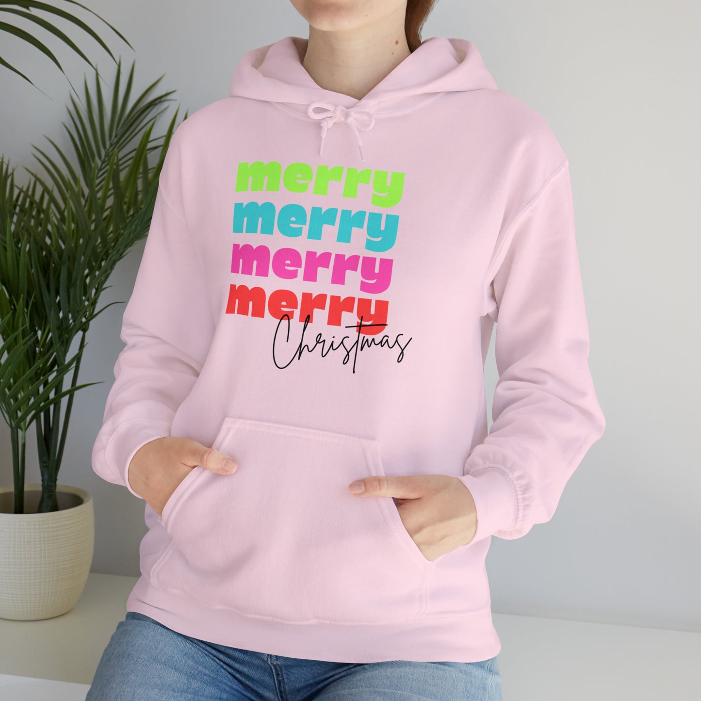 Merry Christmas - Hooded Sweatshirt - Retro Bright Christmas Design