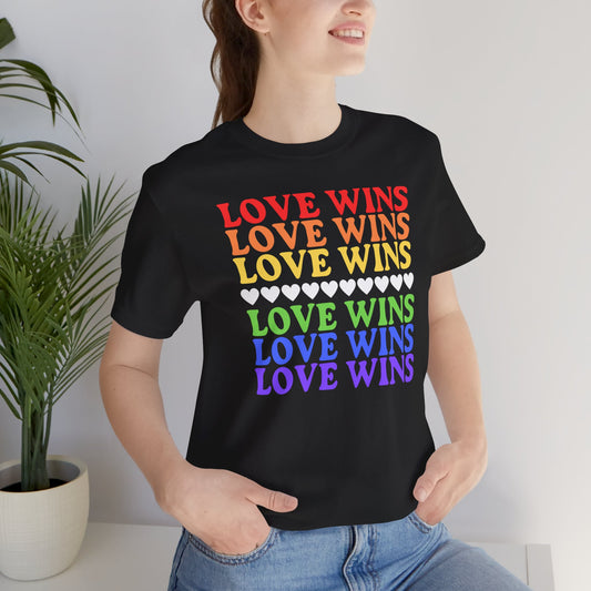 Love Wins - Jersey Short Sleeve Tee - Celebrate Pride - Express Delivery!