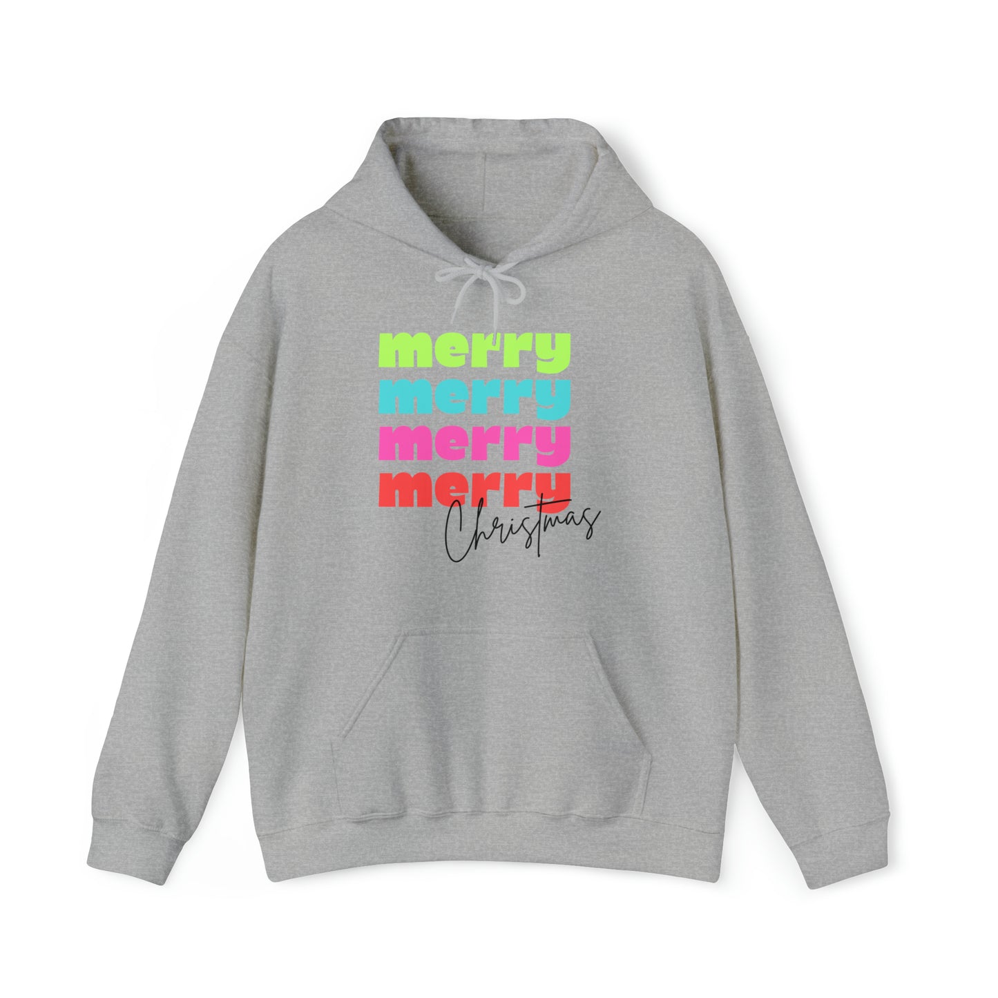 Merry Christmas - Hooded Sweatshirt - Retro Bright Christmas Design