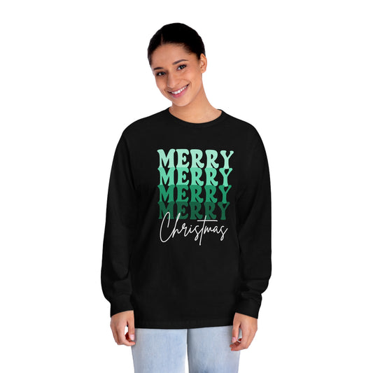 Merry Christmas - Long Sleeve T-Shirt - Retro Bright Christmas Design