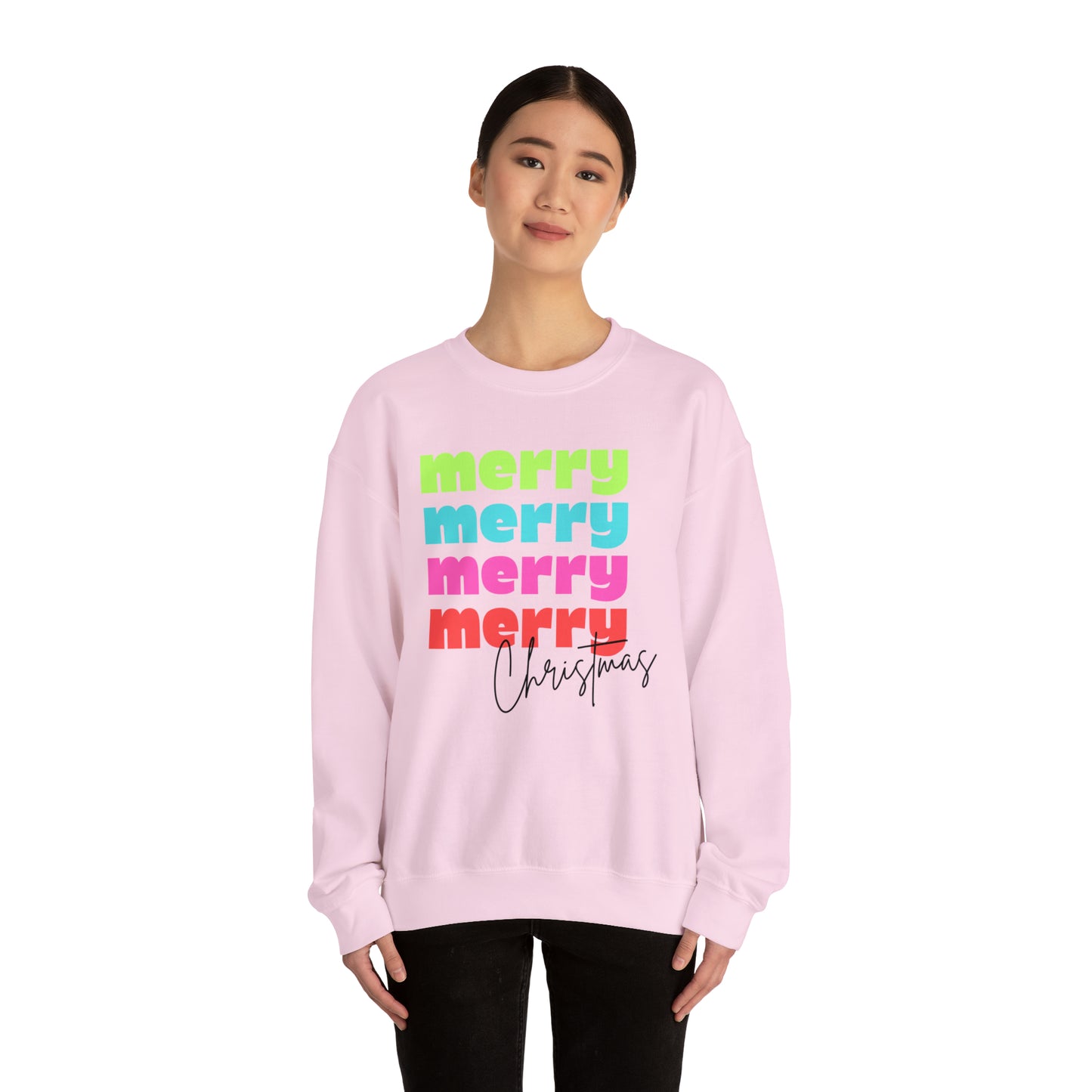 Merry Christmas - Crewneck Sweatshirt - Christmas Retro Bright Design