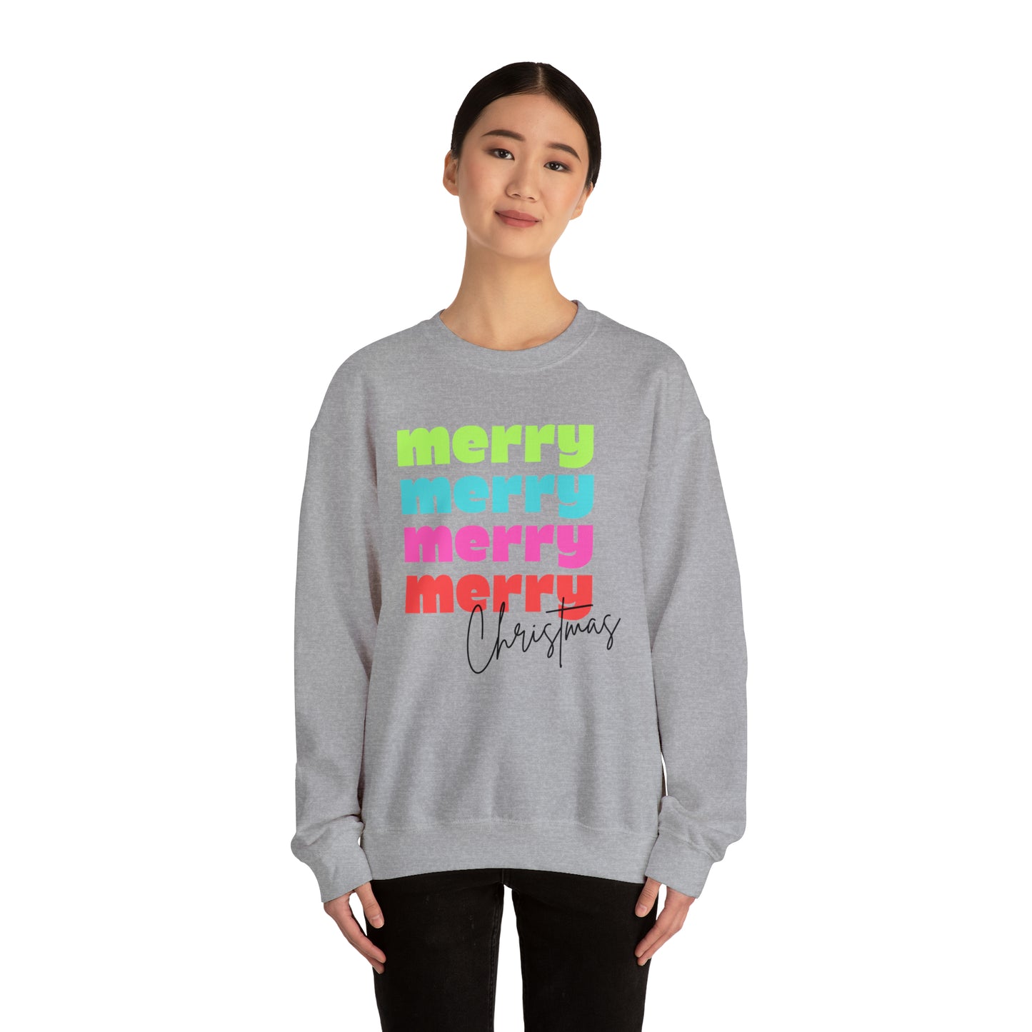 Merry Christmas - Crewneck Sweatshirt - Christmas Retro Bright Design