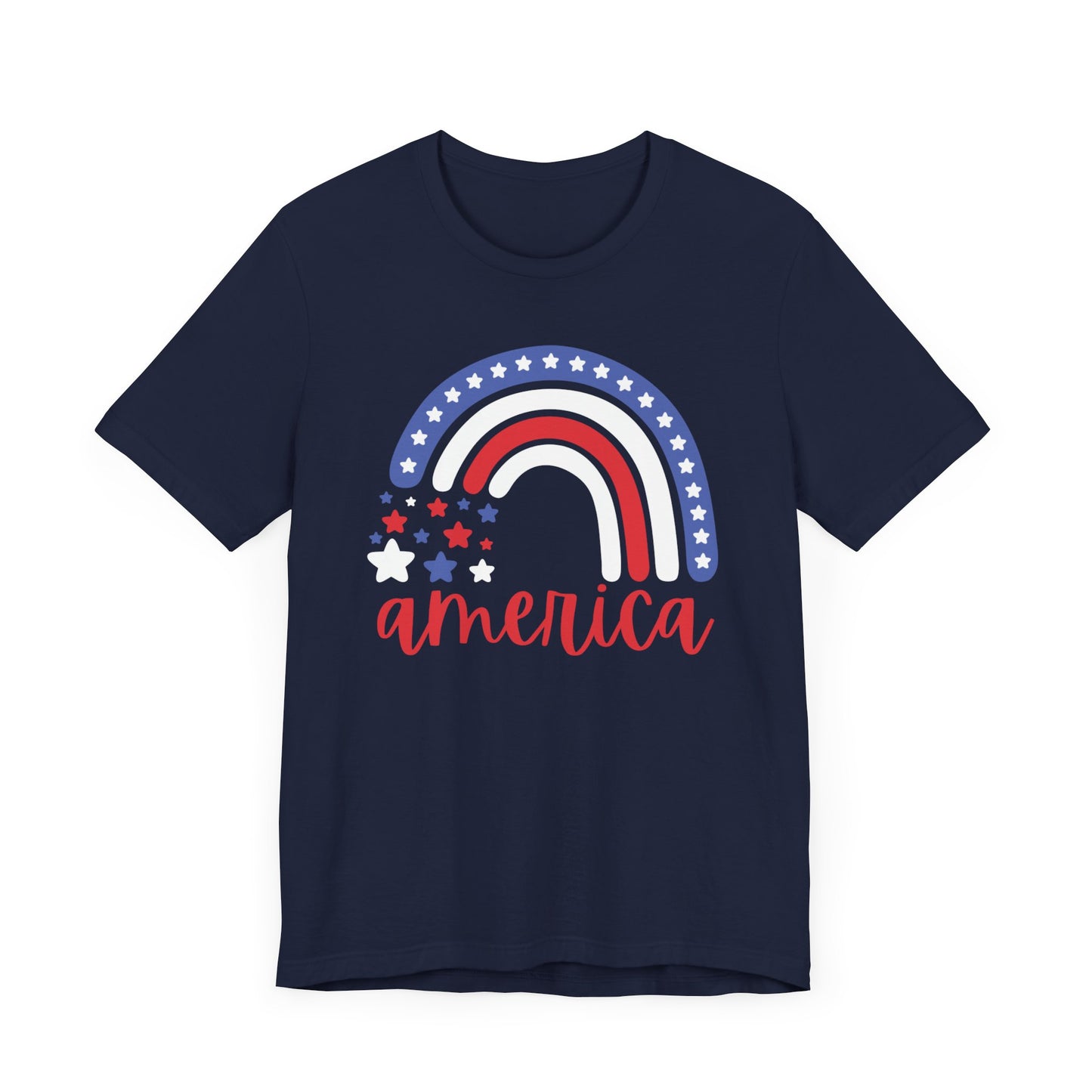 America w/Rainbow  - Celebrate Independence Day in Style with Our July 4th T-Shirt