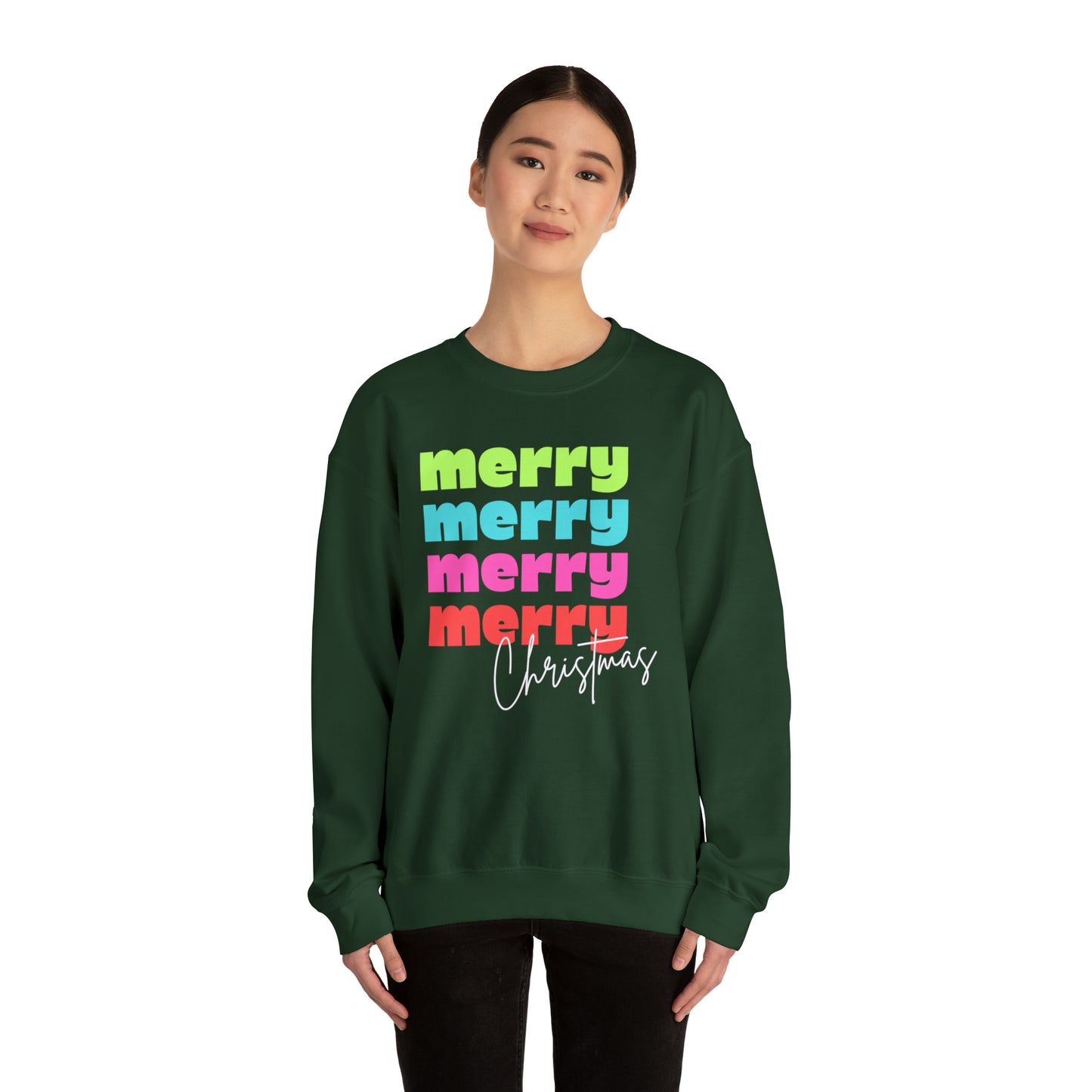 Merry Christmas - Crewneck Sweatshirt - Christmas Retro Bright Design