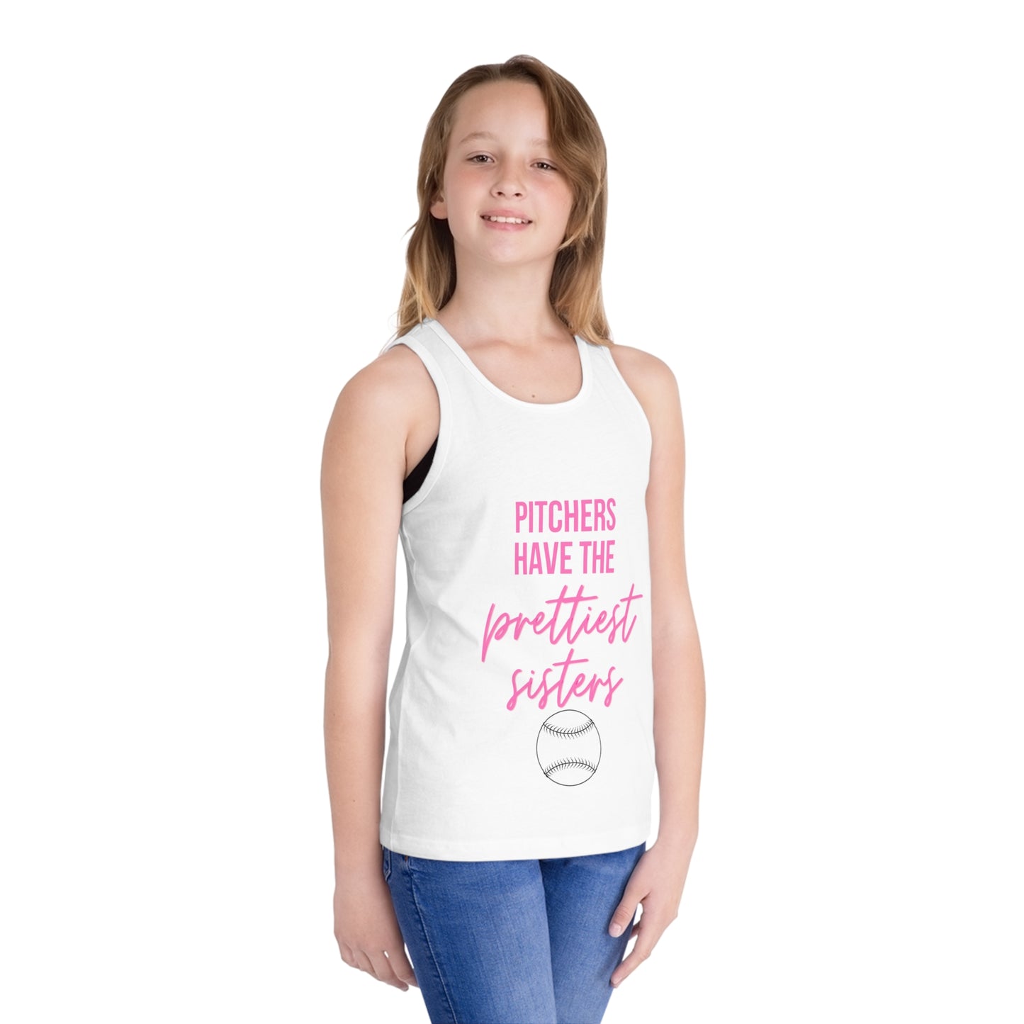 Pitchers Have the Prettiest Sisters - Kid's Jersey Tank Top - Baseball Sister