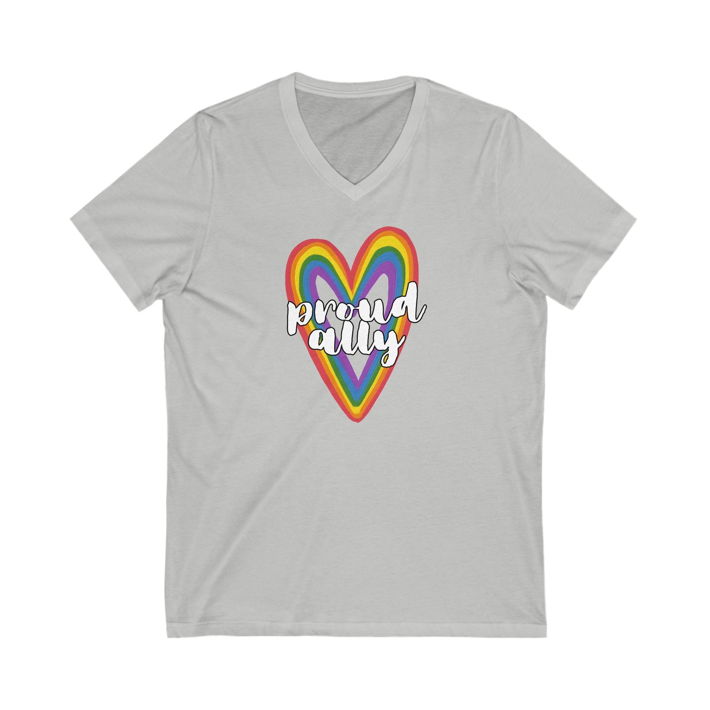 Proud Ally - Celebrate Pride - Jersey Short Sleeve V-Neck Tee