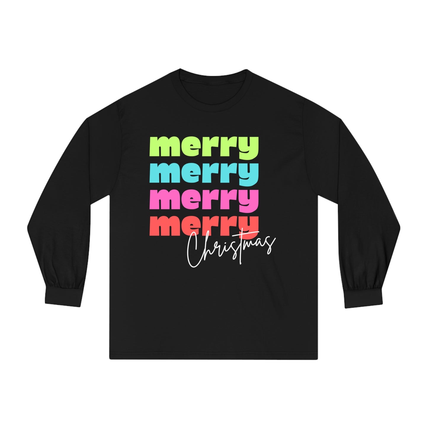 Merry Christmas - Long Sleeve T-Shirt - Retro Bright Christmas Design