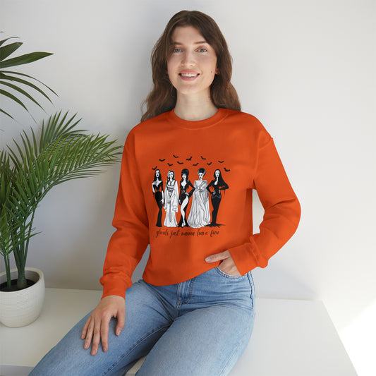 Ghouls Just Wanna Have Fun - Halloween-Themed Crewneck Sweatshirt - Women of Horror