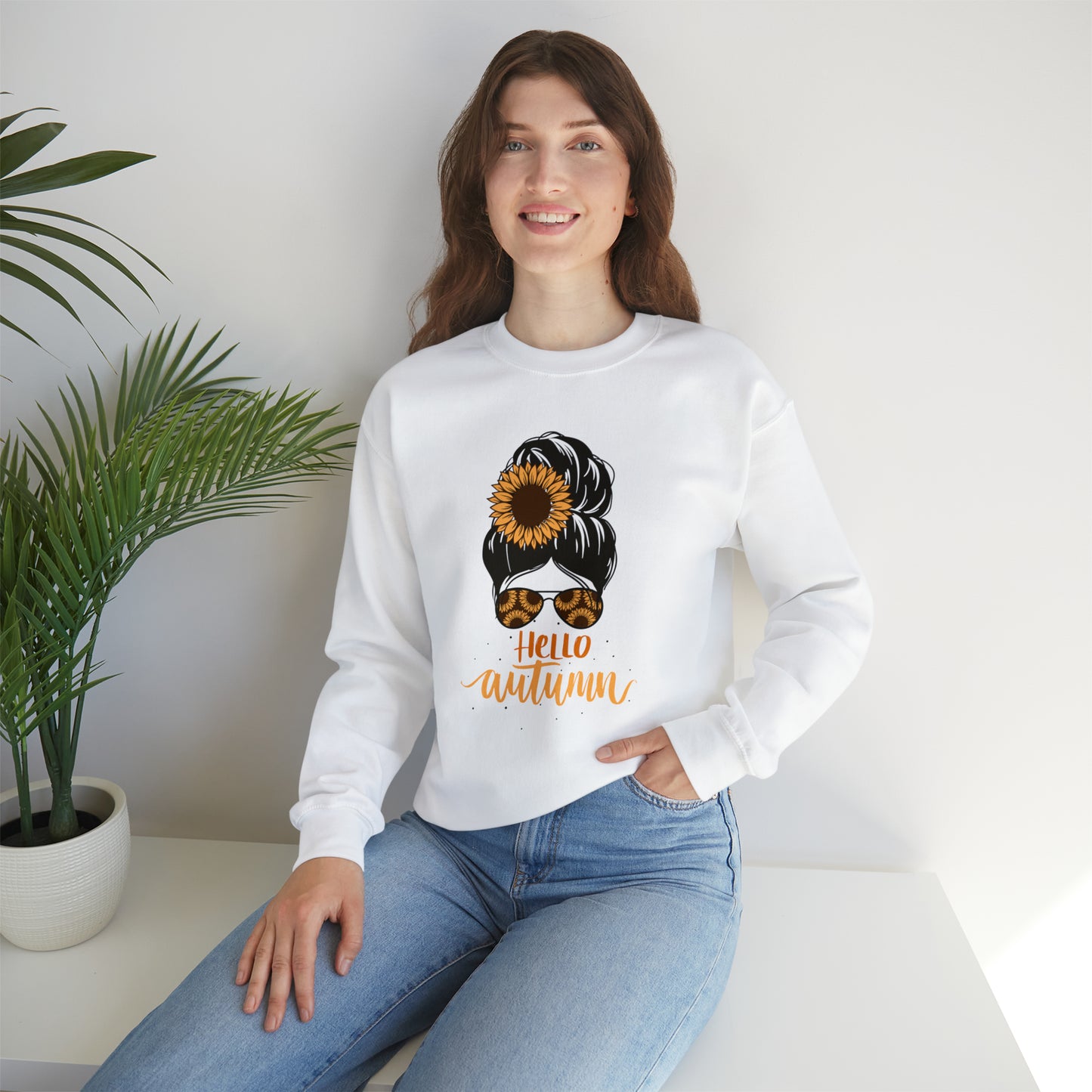 Hello Autumn - Fall-Themed Crewneck Sweatshirt