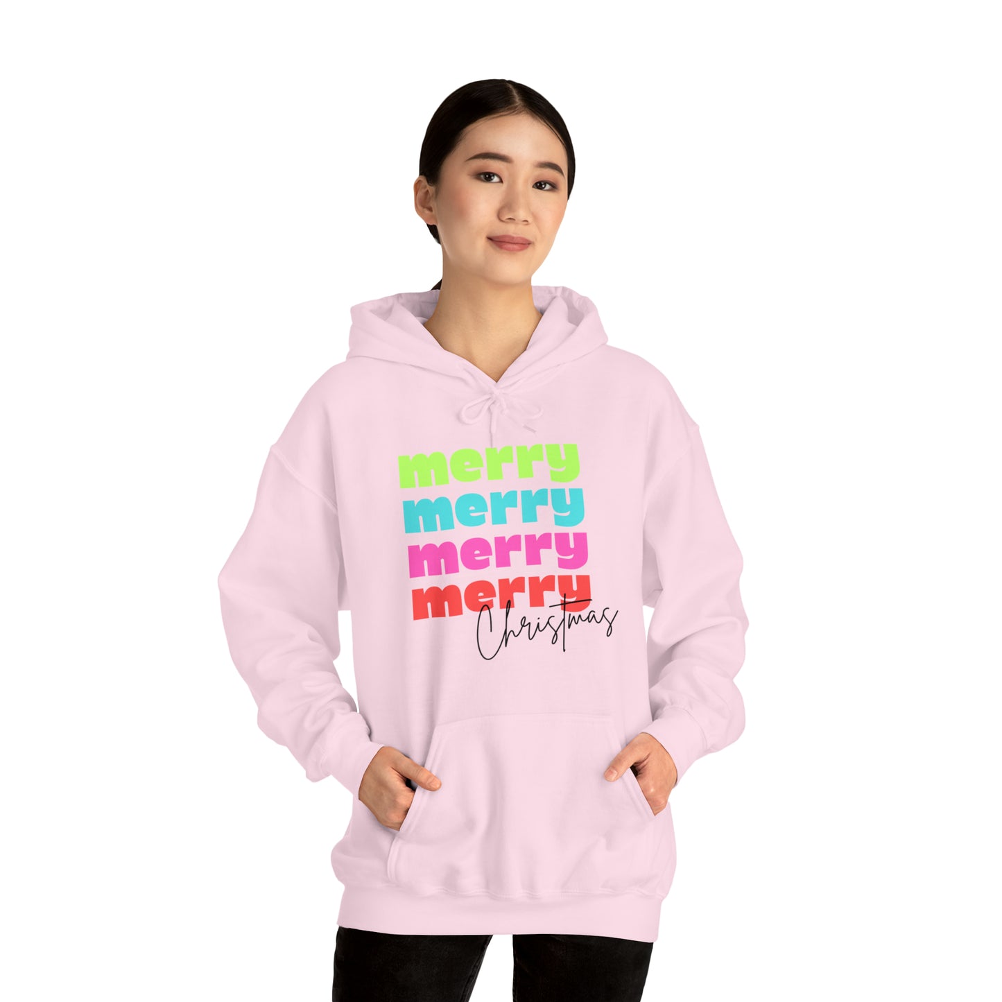 Merry Christmas - Hooded Sweatshirt - Retro Bright Christmas Design