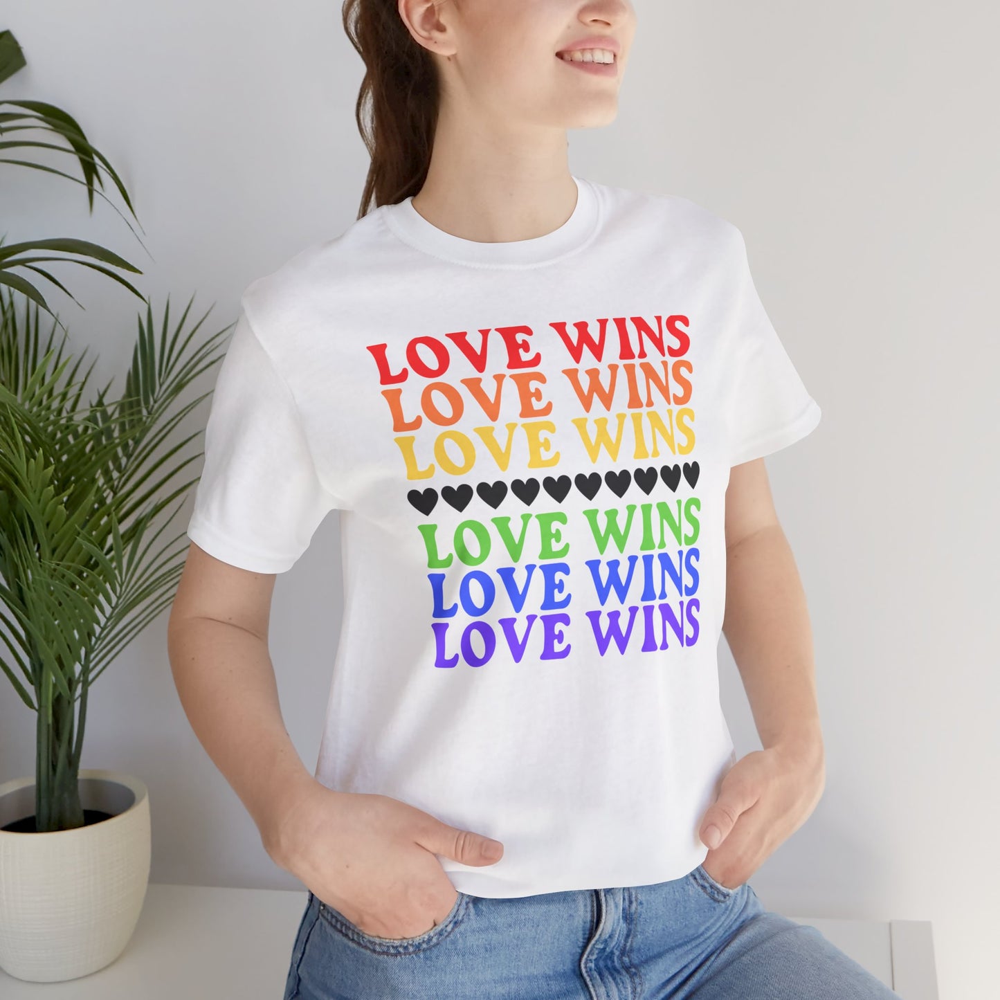 Love Wins - Jersey Short Sleeve Tee - Celebrate Pride - Express Delivery!