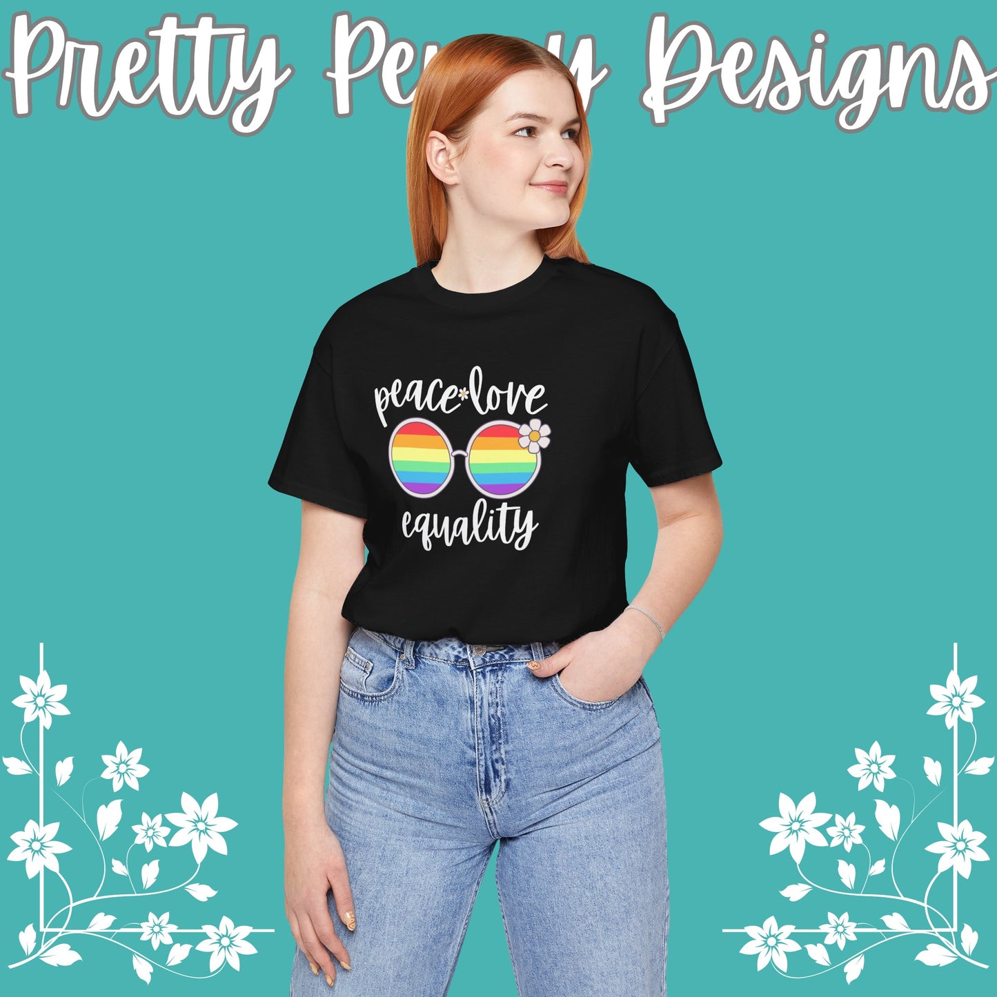 Peace Love Equality - Jersey Short Sleeve Tee - Celebrate Pride - Express Delivery!