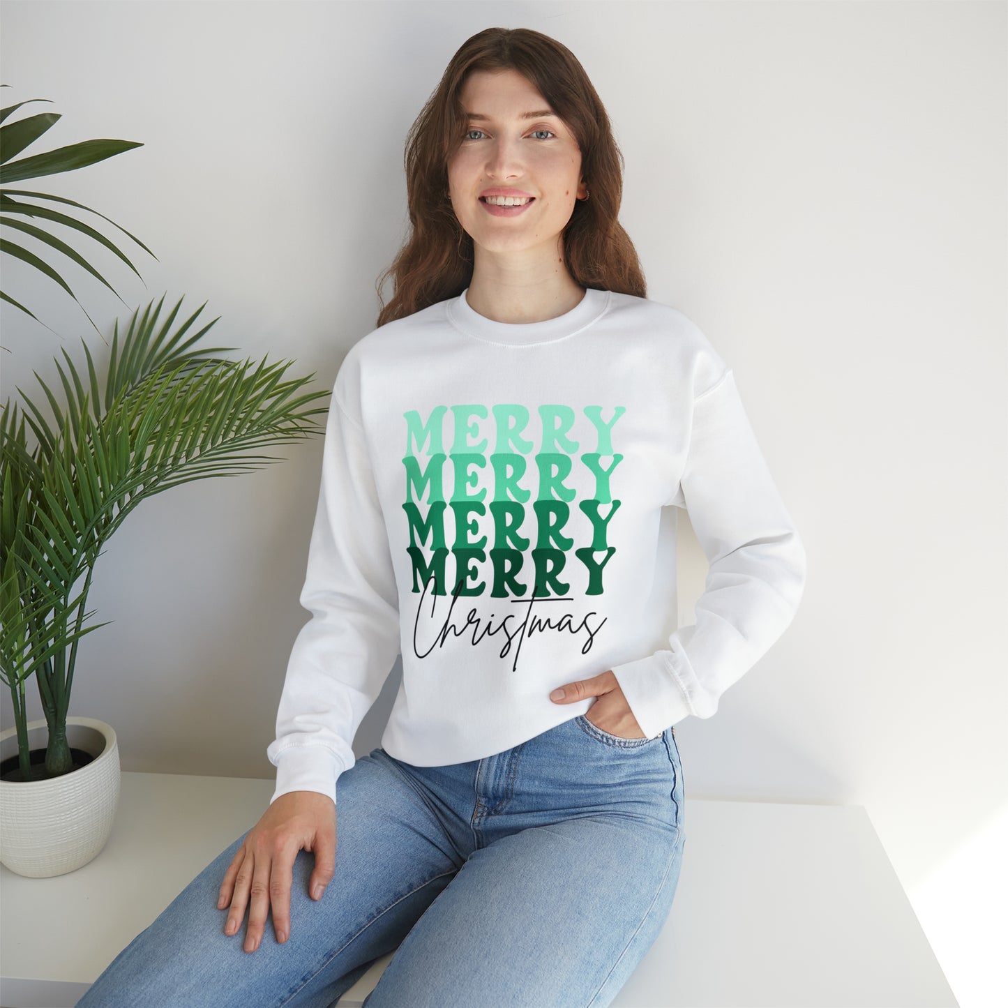 Merry Christmas - Crewneck Sweatshirt - Christmas Retro Bright Design