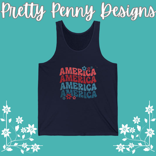 America the Beautiful - July 4th - Women's Jersey Tank - Multiple Color Options