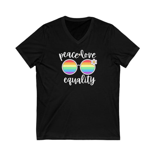 Peace Love Equality - Celebrate Pride - Jersey Short Sleeve V-Neck Tee