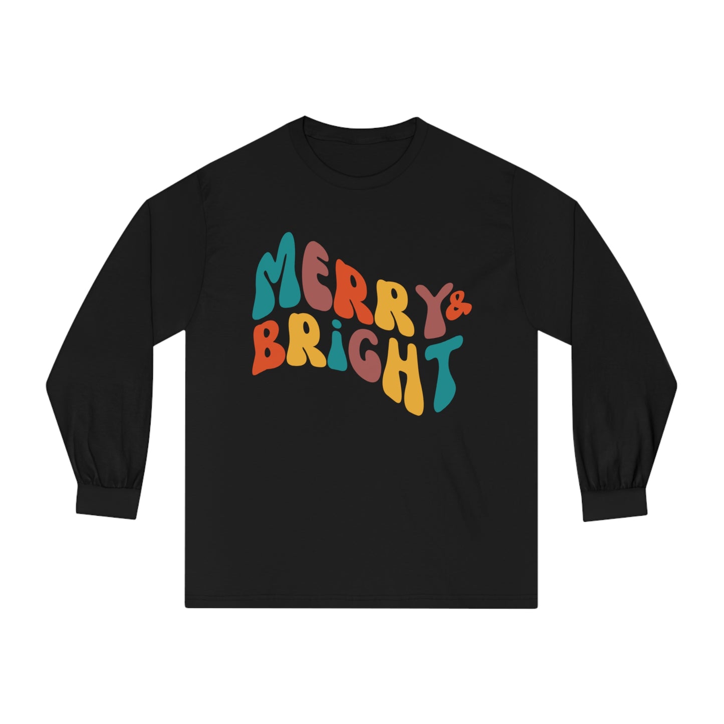 Merry Christmas - Long Sleeve T-Shirt - Retro Bright Christmas Design