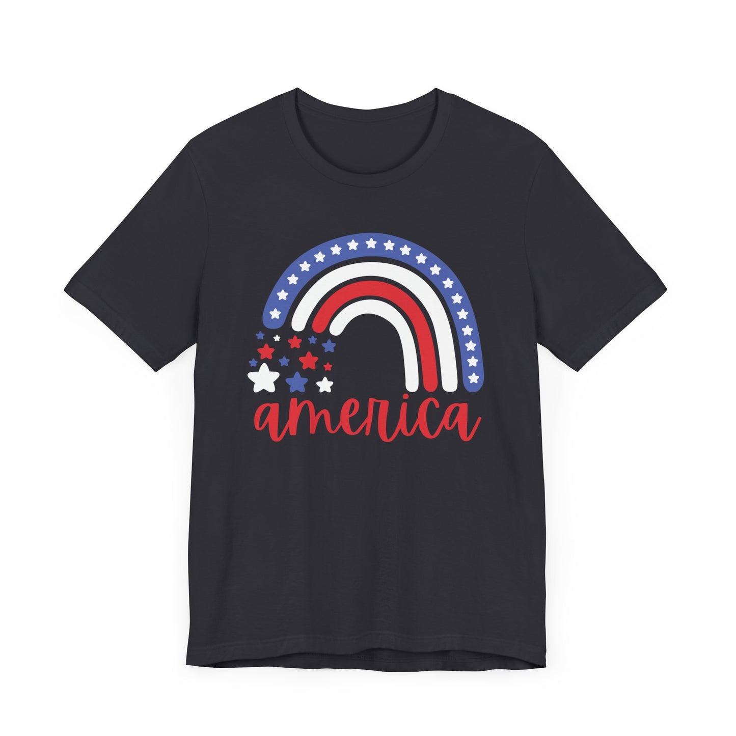 America w/Rainbow  - Celebrate Independence Day in Style with Our July 4th T-Shirt