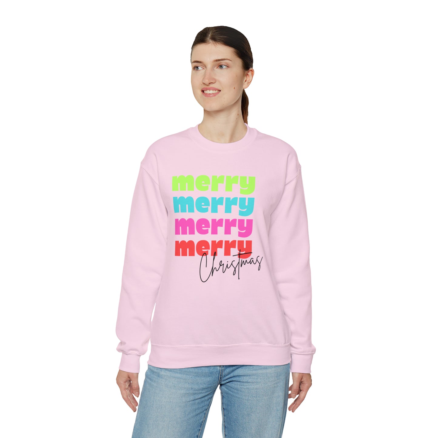 Merry Christmas - Crewneck Sweatshirt - Christmas Retro Bright Design