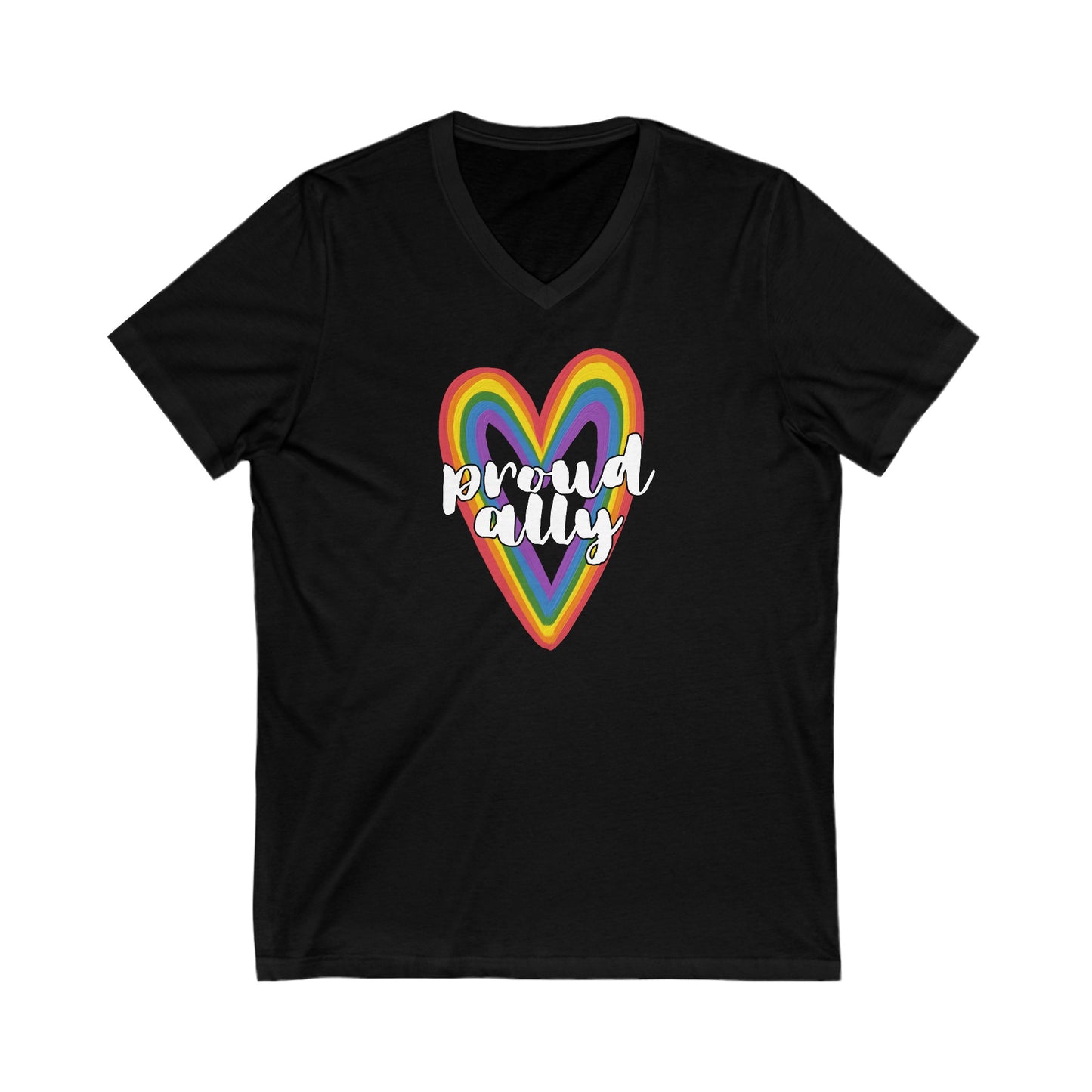 Proud Ally - Celebrate Pride - Jersey Short Sleeve V-Neck Tee