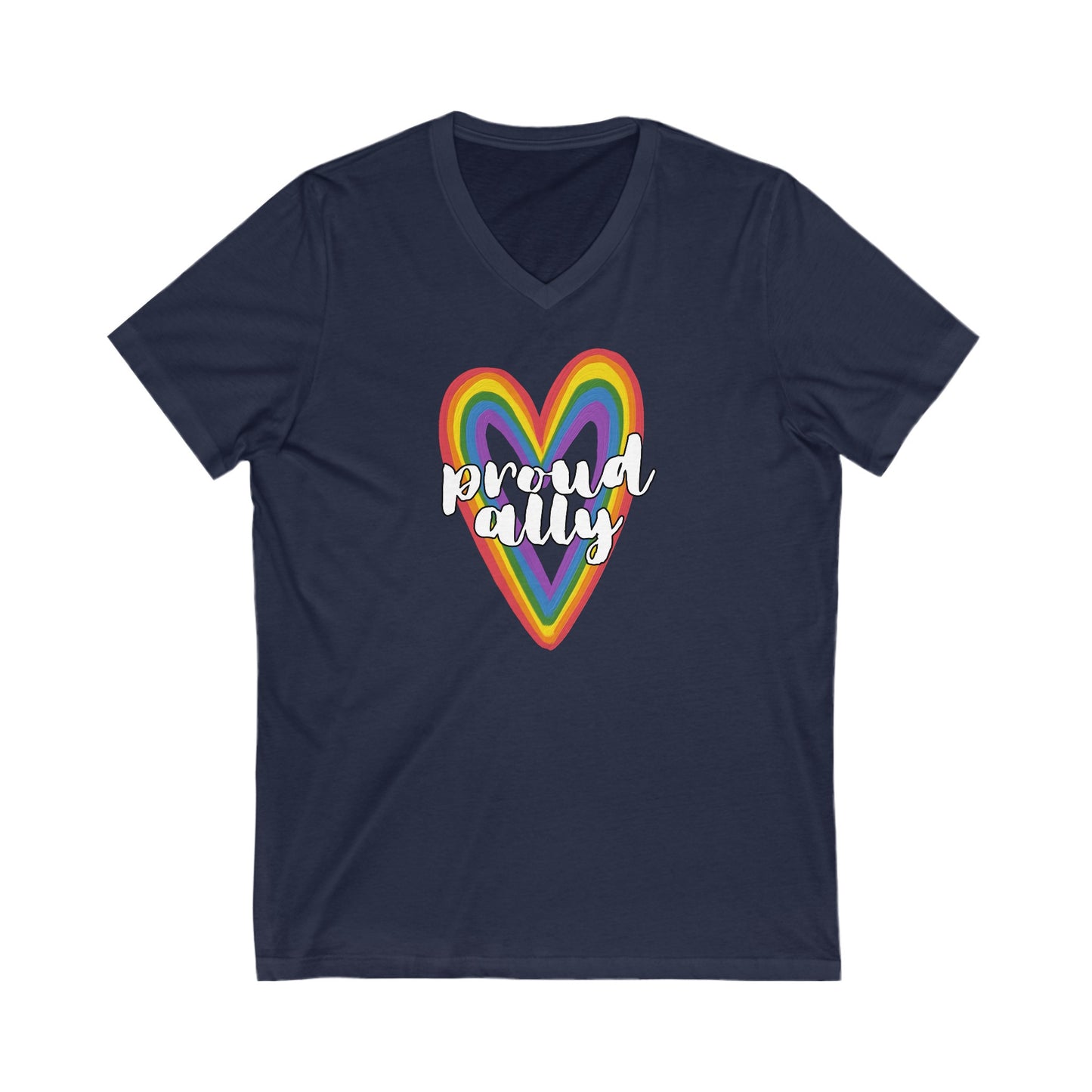 Proud Ally - Celebrate Pride - Jersey Short Sleeve V-Neck Tee