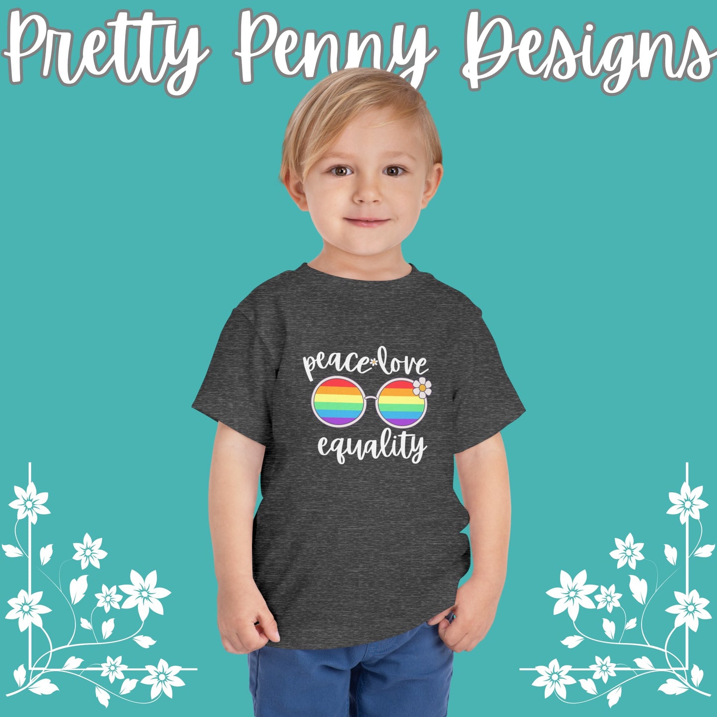 Peace Love Equality - Celebrate Pride - Toddler Short Sleeve Tee