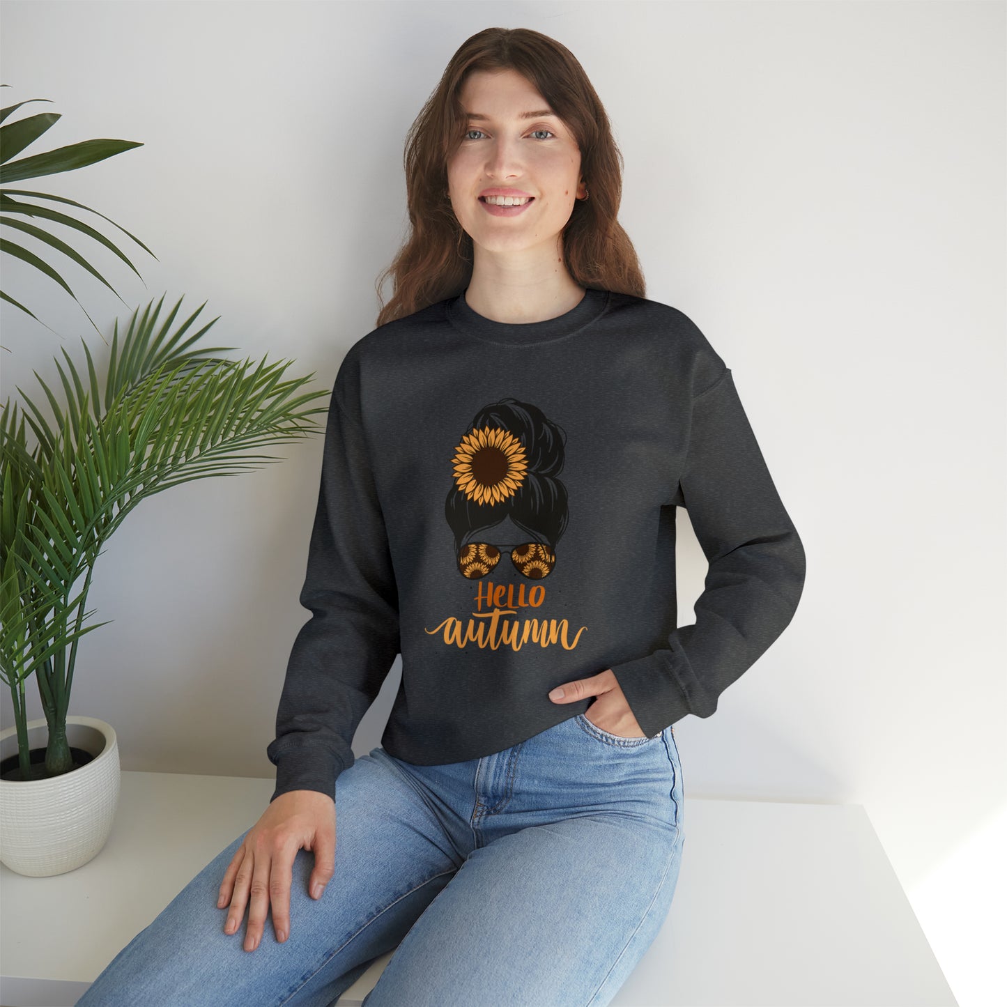 Hello Autumn - Fall-Themed Crewneck Sweatshirt